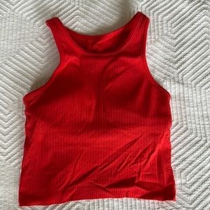 Lululemon size 4 red ebb to street cropped racerback top